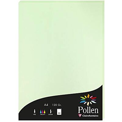 Clairefontaine – Ref 4205C – pollenfärgat papper (paket med 50 ark) – A4 (210 x 297 mm), 120 gsm papper, bläckstråleskrivare och laserskrivarkompatibel, syrafri – grön Clairefontaine – Ref 4205C – pollenfärgat papper (paket med 50 ark) – A4 (210 x 297 mm), 120 gsm papper, bläckstråleskrivare och laserskrivarkompatibel, syrafri – grön