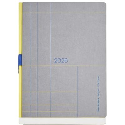 Miquelrius Veckoplanering 2026, liknande A5+ (155 x 213 mm), veckoplanering, påsydd kraftkartong med stämpling, 100 g/m² FSC elfenbenspapper, pennhållare, ES-EN-PT, grå Miquelrius Veckoplanering 2026, liknande A5+ (155 x 213 mm), veckoplanering, påsydd kraftkartong med stämpling, 100 g/m² FSC elfenbenspapper, pennhållare, ES-EN-PT, grå