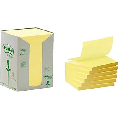 Post-it R3301T självhäftande lappar återvinning Z-Notes Tower 654 (76 x 76 mm, 70 g/kvm) 100 ark à 16 block, gul Post-it R3301T självhäftande lappar återvinning Z-Notes Tower 654 (76 x 76 mm, 70 g/kvm) 100 ark à 16 block, gul