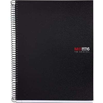 Miquelrius Notebook Originalet 6 färgränder, A4, 150 ark 5 mm rutnät, 70 g mikroperforerat papper, 4 hål, ogenomskinligt polypropenhölje, Svart Miquelrius Notebook Originalet 6 färgränder, A4, 150 ark 5 mm rutnät, 70 g mikroperforerat papper, 4 hål, ogenomskinligt polypropenhölje, Svart