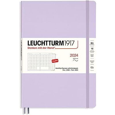 LEUCHTTURM1917 , 367563, månadsplanerare med anteckningsbok, mjukt omslag, komposition (B5) 2024, 16 månader, lila, engelska LEUCHTTURM1917 , 367563, månadsplanerare med anteckningsbok, mjukt omslag, komposition (B5) 2024, 16 månader, lila, engelska