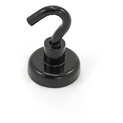 first4magnets Svartmålad neodymmagnet med M5-krok för kylskåp, whiteboard, anslagstavla, arkivskåp eller kontor – 25 mm diameter x 36,5 mm hög – 20 kg drag first4magnets Svartmålad neodymmagnet med M5-krok för kylskåp, whiteboard, anslagstavla, arkivskåp eller kontor – 25 mm diameter x 36,5 mm hög – 20 kg drag