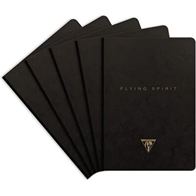 Clairefontaine 102546C – ett paket med 5 Flying Spirit-mjuka anteckningsböcker 96 elfenbensfärgade sidor 14,8 x 21 cm 90 g fodrad, svart glansigt kortfodral, sorterat mönster Clairefontaine 102546C – ett paket med 5 Flying Spirit-mjuka anteckningsböcker 96 elfenbensfärgade sidor 14,8 x 21 cm 90 g fodrad, svart glansigt kortfodral, sorterat mönster
