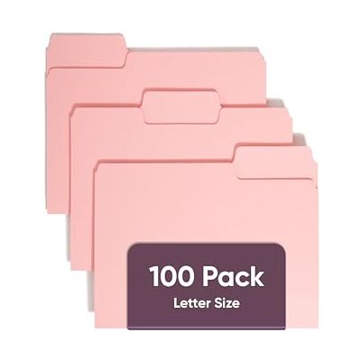Smead Färgad filmapp, 1/3-skuren flik, brevstorlek, rosa, 100 per låda (12643) Smead Färgad filmapp, 1/3-skuren flik, brevstorlek, rosa, 100 per låda (12643)