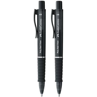 Faber-Castell 205016 – kulspetspenna poly bollview svart, 2 stycken, med utbytbar XB-påfyllning, dokumentsäker Faber-Castell 205016 – kulspetspenna poly bollview svart, 2 stycken, med utbytbar XB-påfyllning, dokumentsäker