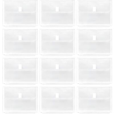 Idena 90260 – dokumentpåsar A4 av plast, 12 stycken, sorteringsmappar i transparent med kardborreband och 4-håls hål, ca 31 x 23,7 cm Idena 90260 – dokumentpåsar A4 av plast, 12 stycken, sorteringsmappar i transparent med kardborreband och 4-håls hål, ca 31 x 23,7 cm