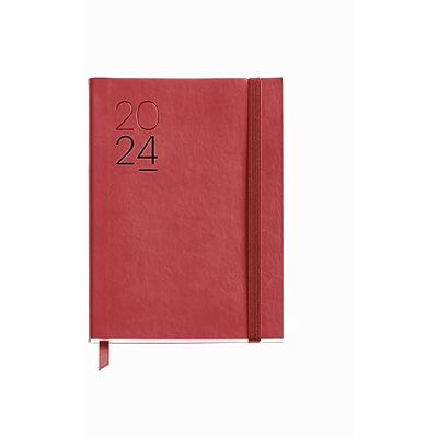 Miquelrius Årlig dagordning 2024, Dag sida, Journal Storlek 122 x 168 mm, Flexibelt lock läder sytt, Spanska, Engelska och portugisiska, Röd Miquelrius Årlig dagordning 2024, Dag sida, Journal Storlek 122 x 168 mm, Flexibelt lock läder sytt, Spanska, Engelska och portugisiska, Röd