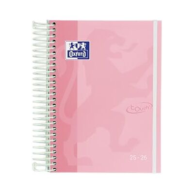 Oxford Touch, Agenda 2025 2026, dag per sida, extra lock, 12 x 18 cm, spanska pastellrosa Oxford Touch, Agenda 2025 2026, dag per sida, extra lock, 12 x 18 cm, spanska pastellrosa