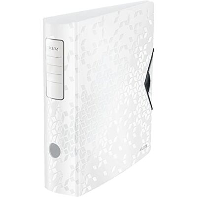 Leitz WOW Active Gaffelpärm, A4, böjd rygg, 82 mm bred, elastiskt band, lätt polyskum, vit, 11060001 Leitz WOW Active Gaffelpärm, A4, böjd rygg, 82 mm bred, elastiskt band, lätt polyskum, vit, 11060001