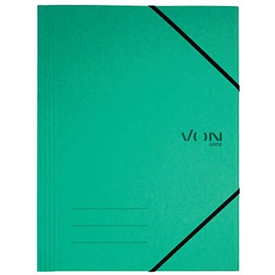 Leitz Von 5-pack hörnspännmapp A4, återvinningskartong, för 150 ark, 3 flikar, mapp med elastiskt band, med modernt VON-tryck, lätt mapp för skola och hem, grön, 30080055 Leitz Von 5-pack hörnspännmapp A4, återvinningskartong, för 150 ark, 3 flikar, mapp med elastiskt band, med modernt VON-tryck, lätt mapp för skola och hem, grön, 30080055