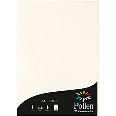 Clairefontaine 56000C Étui de 50 Feuilles Format A4 (21x29,7cm) 120g/m² Coloris Blanc Naturel Papier d'Invitation Evènements et Correspondance Gamme Pollen Papier Premium Clairefontaine 56000C Étui de 50 Feuilles Format A4 (21x29,7cm) 120g/m² Coloris Blanc Naturel Papier d'Invitation Evènements et Correspondance Gamme Pollen Papier Premium