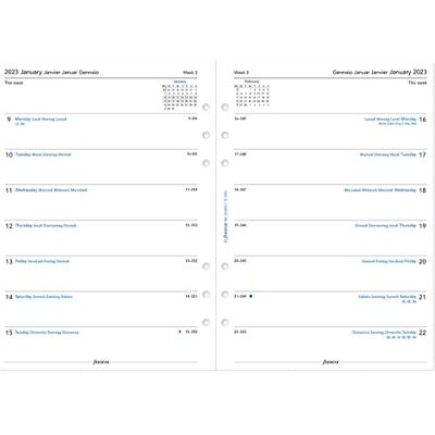 Filofax A5 Vecka per sida 4 språk 2023 dagbok, vit Filofax A5 Vecka per sida 4 språk 2023 dagbok, vit