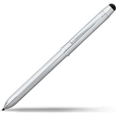 Cross Tech3+ påfyllningsbar vrid-action metall multifunktionell kulspetspenna med Stylus/penna/radergummi, medium kulspets, inkluderar premium presentask och blandade bläckpatroner, 1-pack, glansig Cross Tech3+ påfyllningsbar vrid-action metall multifunktionell kulspetspenna med Stylus/penna/radergummi, medium kulspets, inkluderar premium presentask och blandade bläckpatroner, 1-pack, glansig