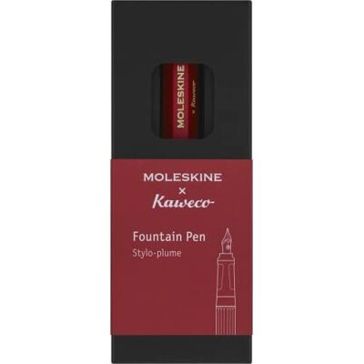 Moleskine x Kaweco reservoarpenna i ABS-plast med guldpläterad storlek M spets för författare, anteckningstagare, blå bläckpatron ingår, färg röd Moleskine x Kaweco reservoarpenna i ABS-plast med guldpläterad storlek M spets för författare, anteckningstagare, blå bläckpatron ingår, färg röd