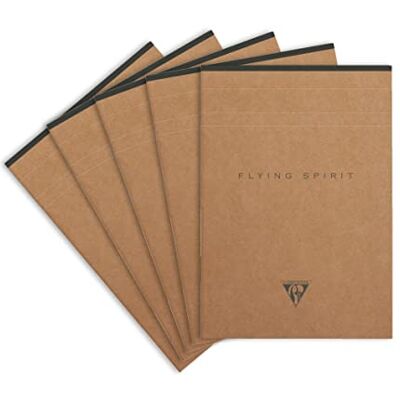 Clairefontaine Flygande ande ande ande kraft tygbundna anteckningsböcker, A5, 70 ark, fodrad – blandade mönster, 5-pack Clairefontaine Flygande ande ande ande kraft tygbundna anteckningsböcker, A5, 70 ark, fodrad – blandade mönster, 5-pack
