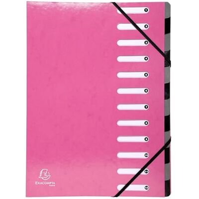 Exacompta Ref. 53928E kartong med 6 sorterare från HARMONIKA Iderama med gummiband och utskurna fönster utdragbar rygg i laminerat glansigt kort 12 fack -dim 24,5 x 32 cm A4 rosa Exacompta Ref. 53928E kartong med 6 sorterare från HARMONIKA Iderama med gummiband och utskurna fönster utdragbar rygg i laminerat glansigt kort 12 fack -dim 24,5 x 32 cm A4 rosa
