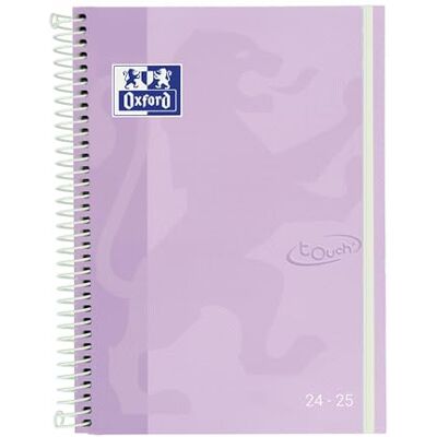 Oxford Touch, Agenda 2023 2024 Veckovisning A5 (15x21 cm), Extra lock, Spanska, Malva-färg Oxford Touch, Agenda 2023 2024 Veckovisning A5 (15x21 cm), Extra lock, Spanska, Malva-färg