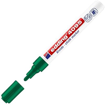 edding 4095 kritmarkör – grön – 10 kritpennor – rund spets 2–3 mm – kritpenna för tavla avtorkningsbar – för märkning av fönster, glas, spegel – bordspenna med ogenomskinliga färger edding 4095 kritmarkör – grön – 10 kritpennor – rund spets 2–3 mm – kritpenna för tavla avtorkningsbar – för märkning av fönster, glas, spegel – bordspenna med ogenomskinliga färger