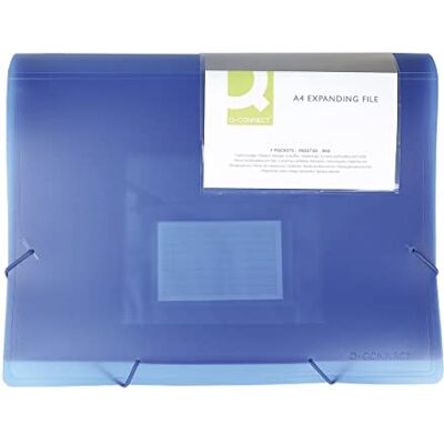Q-Connect Organizer för fackmapp med gummiband, 6 fack/skiljeremsor/fickor/PP/dokumentmapp A4/transparent blå/med fack med indexfönster och indexer Q-Connect Organizer för fackmapp med gummiband, 6 fack/skiljeremsor/fickor/PP/dokumentmapp A4/transparent blå/med fack med indexfönster och indexer