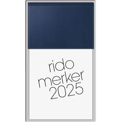 rido/idé förjournal modell Merker (2025), 1 sida = 1 dag, 108 x 201 mm, 736 sidor, Miradur-omslag, mörkblå rido/idé förjournal modell Merker (2025), 1 sida = 1 dag, 108 x 201 mm, 736 sidor, Miradur-omslag, mörkblå