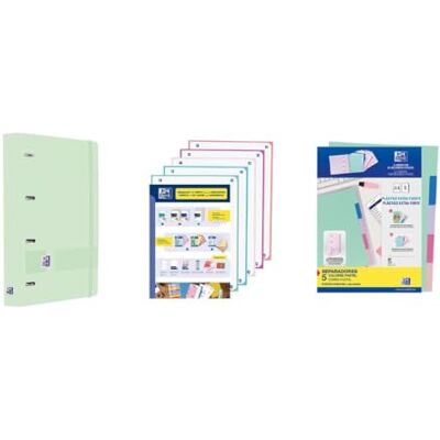 Oxford , A4+ Live & Go Arkivpaket med 4 ringar, Polyfoam-plast, inklusive 5 x 5 rutnätsfärgade band och plastavdelare, ismynta färg Oxford , A4+ Live & Go Arkivpaket med 4 ringar, Polyfoam-plast, inklusive 5 x 5 rutnätsfärgade band och plastavdelare, ismynta färg