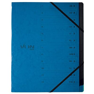 Leitz Av 5-pack A4-mapp med 12 fack, kartong, projektmapp för pappersförvaring, från , med register och gummibandslås, för skola, studier och hem, blå, 30150035 Leitz Av 5-pack A4-mapp med 12 fack, kartong, projektmapp för pappersförvaring, från , med register och gummibandslås, för skola, studier och hem, blå, 30150035