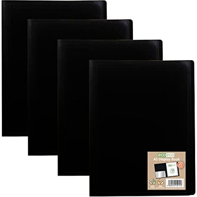 eco-eco A5 100% återvunnen 20 fickor svart flexibelt fodral portfölj bok mapp visningsbok, eco015 x 4 eco-eco A5 100% återvunnen 20 fickor svart flexibelt fodral portfölj bok mapp visningsbok, eco015 x 4