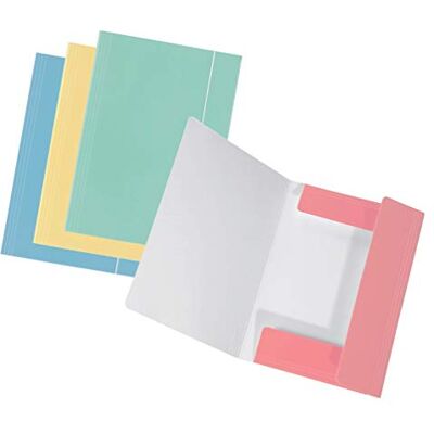 FALKEN Original 4-pack PastelColor-mapp. Tillverkad av extra stark kartong med 3 flikar och elastiskt band för DIN A4 sorterade färger Mapp för förvaring och signaturer för skolan FALKEN Original 4-pack PastelColor-mapp. Tillverkad av extra stark kartong med 3 flikar och elastiskt band för DIN A4 sorterade färger Mapp för förvaring och signaturer för skolan