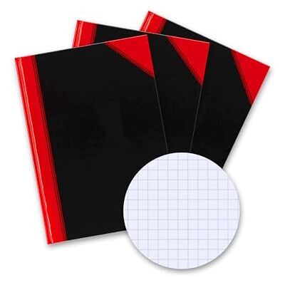 Bantex Anteckningsbok A5 rutig, 192 sidor, 70 g/m², inbunden svart, 3 stycken Bantex Anteckningsbok A5 rutig, 192 sidor, 70 g/m², inbunden svart, 3 stycken