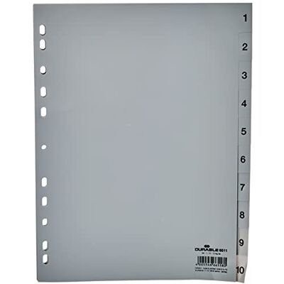 Durable 6511 10 A4 Nummerregister, Grå, 10 Blad Durable 6511 10 A4 Nummerregister, Grå, 10 Blad