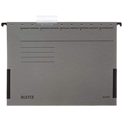 Leitz Alpha 19863085 upphängningsfiler färgade spånskivor sidokrokar grå 5-pack Leitz Alpha 19863085 upphängningsfiler färgade spånskivor sidokrokar grå 5-pack