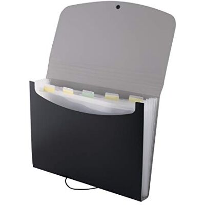 D.RECT 5566 fackmapp mapp utbyggbar bärbar mapp dokumentmapp, runt elastiskt band med stängningsknapp, för hem, skola och arbetsresor, 6 fack A4 svart D.RECT 5566 fackmapp mapp utbyggbar bärbar mapp dokumentmapp, runt elastiskt band med stängningsknapp, för hem, skola och arbetsresor, 6 fack A4 svart