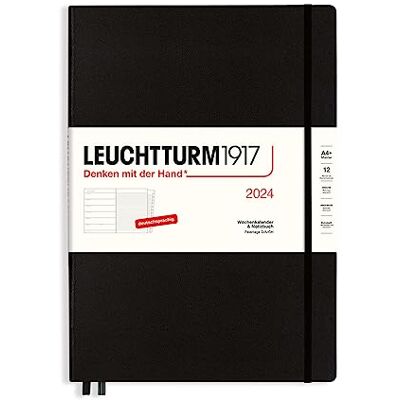 LEUCHTTURM1917 367693 veckokalender och anteckningsbok Master (A4+) 2024, med extra häfte för adresser och årsdagar, svart, tyska, 12 månader LEUCHTTURM1917 367693 veckokalender och anteckningsbok Master (A4+) 2024, med extra häfte för adresser och årsdagar, svart, tyska, 12 månader
