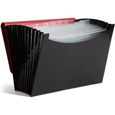 Smead expanderande fil, 12 fickor, elastisk stängning, bokstavsstorlek, vågmönster röd/svart (70866) Smead expanderande fil, 12 fickor, elastisk stängning, bokstavsstorlek, vågmönster röd/svart (70866)