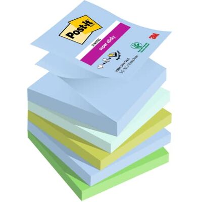 Post-it Super Sticky Z-Notes Oasis färgsamling, paket med 5 dynor, 90 ark per dyna, 76 mm x 76 mm, blå, grön extra klisterlappar för anteckningar, att göra-listor och påminnelser Post-it Super Sticky Z-Notes Oasis färgsamling, paket med 5 dynor, 90 ark per dyna, 76 mm x 76 mm, blå, grön extra klisterlappar för anteckningar, att göra-listor och påminnelser