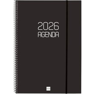 Finocam Spiralplanerare 2026 vecka horisontell vy januari december (12 månader) Årlig A4-agenda 2026 med gummi Spiral Basics Opaque polypropenlock svart katalansk Finocam Spiralplanerare 2026 vecka horisontell vy januari december (12 månader) Årlig A4-agenda 2026 med gummi Spiral Basics Opaque polypropenlock svart katalansk