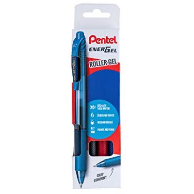 Pentel Energel X BL107, påse med 4 infällbara gelbläckrullar, medelpunkt 0,7 mm, svart, röd, blå och midnattsblå Pentel Energel X BL107, påse med 4 infällbara gelbläckrullar, medelpunkt 0,7 mm, svart, röd, blå och midnattsblå