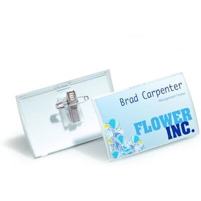 Durable 821419 Namnskylt CLICK FOLD med nål & klämma 54x90mm, transparent, 25 stycken Durable 821419 Namnskylt CLICK FOLD med nål & klämma 54x90mm, transparent, 25 stycken