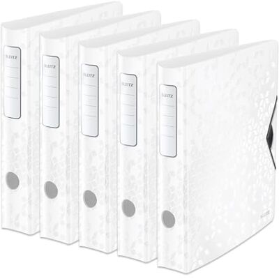 Leitz kvalitetsmapp 180° Active WOW, 5-pack, A4, smal, rundad rygg, 6,5 cm bred, gummibandslås, lätt polyfoam, plastmapp, WOW-serien, vit, 1107001 Leitz kvalitetsmapp 180° Active WOW, 5-pack, A4, smal, rundad rygg, 6,5 cm bred, gummibandslås, lätt polyfoam, plastmapp, WOW-serien, vit, 1107001