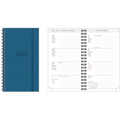 Idena 12089 – fickkalender 2026 i formatet 8,7 x 15,3 cm, 1 vecka på 2 sidor, möteskalender med hårt omslag i blått och spiralbindning Idena 12089 – fickkalender 2026 i formatet 8,7 x 15,3 cm, 1 vecka på 2 sidor, möteskalender med hårt omslag i blått och spiralbindning