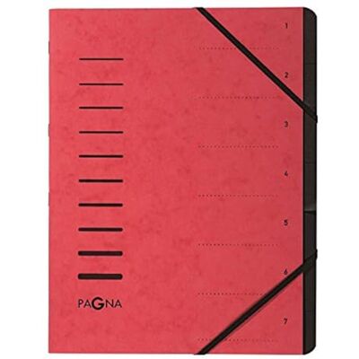 Pagna 40058-01 organiseringsmapp, 7 delar, 1–7, röd, 1 styck Pagna 40058-01 organiseringsmapp, 7 delar, 1–7, röd, 1 styck