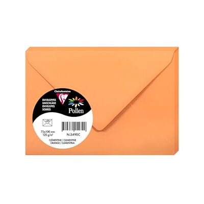 Clairefontaine – Ref 5490C – pollenkuvert (paket med 20) – 75 x 100 mm storlek, 120 gsm papper, gummerad tätning, bläckstråleskrivare och laserskrivarkompatibel, syrafri – klementinorange Clairefontaine – Ref 5490C – pollenkuvert (paket med 20) – 75 x 100 mm storlek, 120 gsm papper, gummerad tätning, bläckstråleskrivare och laserskrivarkompatibel, syrafri – klementinorange