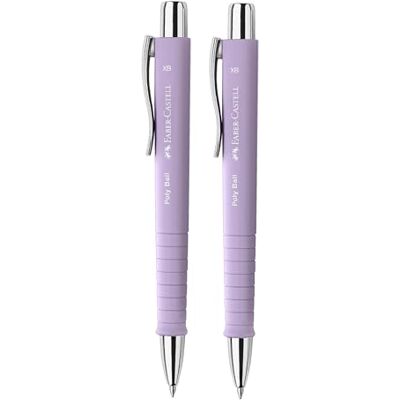 Faber-Castell 205090 – kulspetspenna poly boll söt lila, 2 stycken, med utbytbar XB påfyllning, dokumentsäker Faber-Castell 205090 – kulspetspenna poly boll söt lila, 2 stycken, med utbytbar XB påfyllning, dokumentsäker