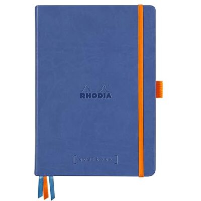 Rhodia 118778C GoalBook (DIN A5, 14,8 x 21 cm, 120 ark, prickig linjering, 90 g, elegant och praktisk) 1 styck, zaphirblå Rhodia 118778C GoalBook (DIN A5, 14,8 x 21 cm, 120 ark, prickig linjering, 90 g, elegant och praktisk) 1 styck, zaphirblå
