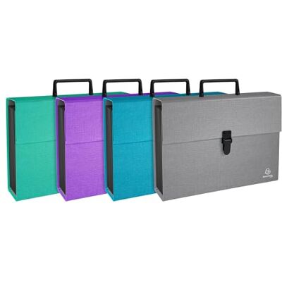 Exacompta Ref. 56750E kartong med 4 resväsksorterare med handtag Teksto-belagt textilpappersöverdrag 18 fack stängning med klämma 32 x 24 cm för A4-format diverse Exacompta Ref. 56750E kartong med 4 resväsksorterare med handtag Teksto-belagt textilpappersöverdrag 18 fack stängning med klämma 32 x 24 cm för A4-format diverse