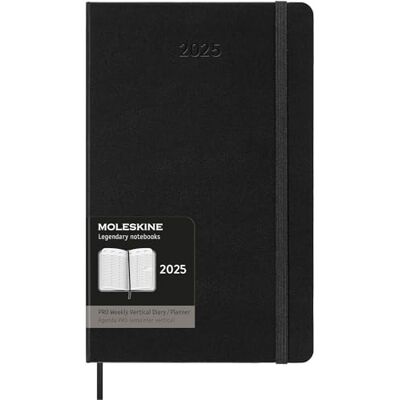 Moleskine Moleskin veckoplanerare, vertikal Pro 12-månaders agenda 2025, hårt omslag och elastisk stängning, svart färg, stort format 13 x 21 cm Moleskine Moleskin veckoplanerare, vertikal Pro 12-månaders agenda 2025, hårt omslag och elastisk stängning, svart färg, stort format 13 x 21 cm