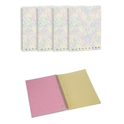 Pigna , 4-pack flerfärgade enfärgade anteckningsböcker, A4 Spiralat med hål, 80 ark, perfekt för skola och kontor, 80 ark Pigna , 4-pack flerfärgade enfärgade anteckningsböcker, A4 Spiralat med hål, 80 ark, perfekt för skola och kontor, 80 ark