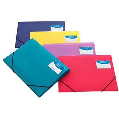 Rapesco 0720 Dokumentmappar med 3 Flikar, A4+, Olika Färger, 5 Pack 3 Inre Klaffar, Elastisk Hörnstängning Håller Rapesco 0720 Dokumentmappar med 3 Flikar, A4+, Olika Färger, 5 Pack 3 Inre Klaffar, Elastisk Hörnstängning Håller
