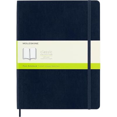 Moleskine Classic Plain Paper Notebook Soft Cover and Elastic Closure Journal Color Sapphire Blue X- Large 19 x 25 A4-192 Pages Moleskine Classic Plain Paper Notebook Soft Cover and Elastic Closure Journal Color Sapphire Blue X- Large 19 x 25 A4-192 Pages