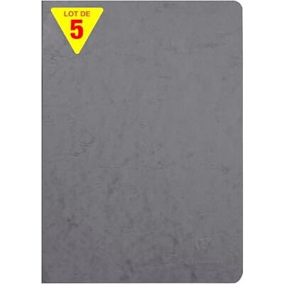 Clairefontaine 733005Cpack Age Bag Collection ett set med 5 grå häftade anteckningsböcker A4 21 x 29,7 cm 96 enfärgade vita sidor papper 90 g glansiga kortomslag korn läder Clairefontaine 733005Cpack Age Bag Collection ett set med 5 grå häftade anteckningsböcker A4 21 x 29,7 cm 96 enfärgade vita sidor papper 90 g glansiga kortomslag korn läder